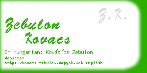 zebulon kovacs business card